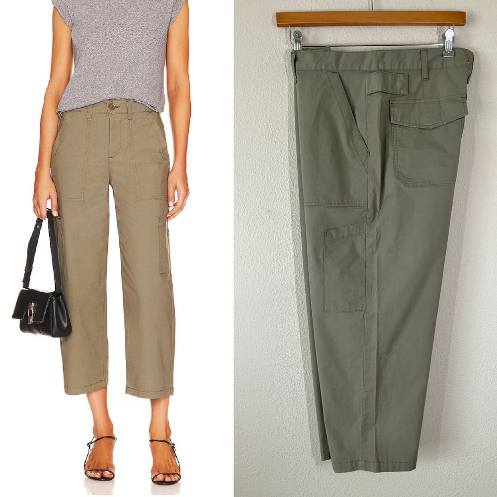 AGOLDE Daria Cropped Wide Leg Utility Pants 32 Cargo Poplin Clean Girl Neutral
